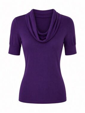 XT PURPLE COWL NECK SHORT SLEEVE TOP